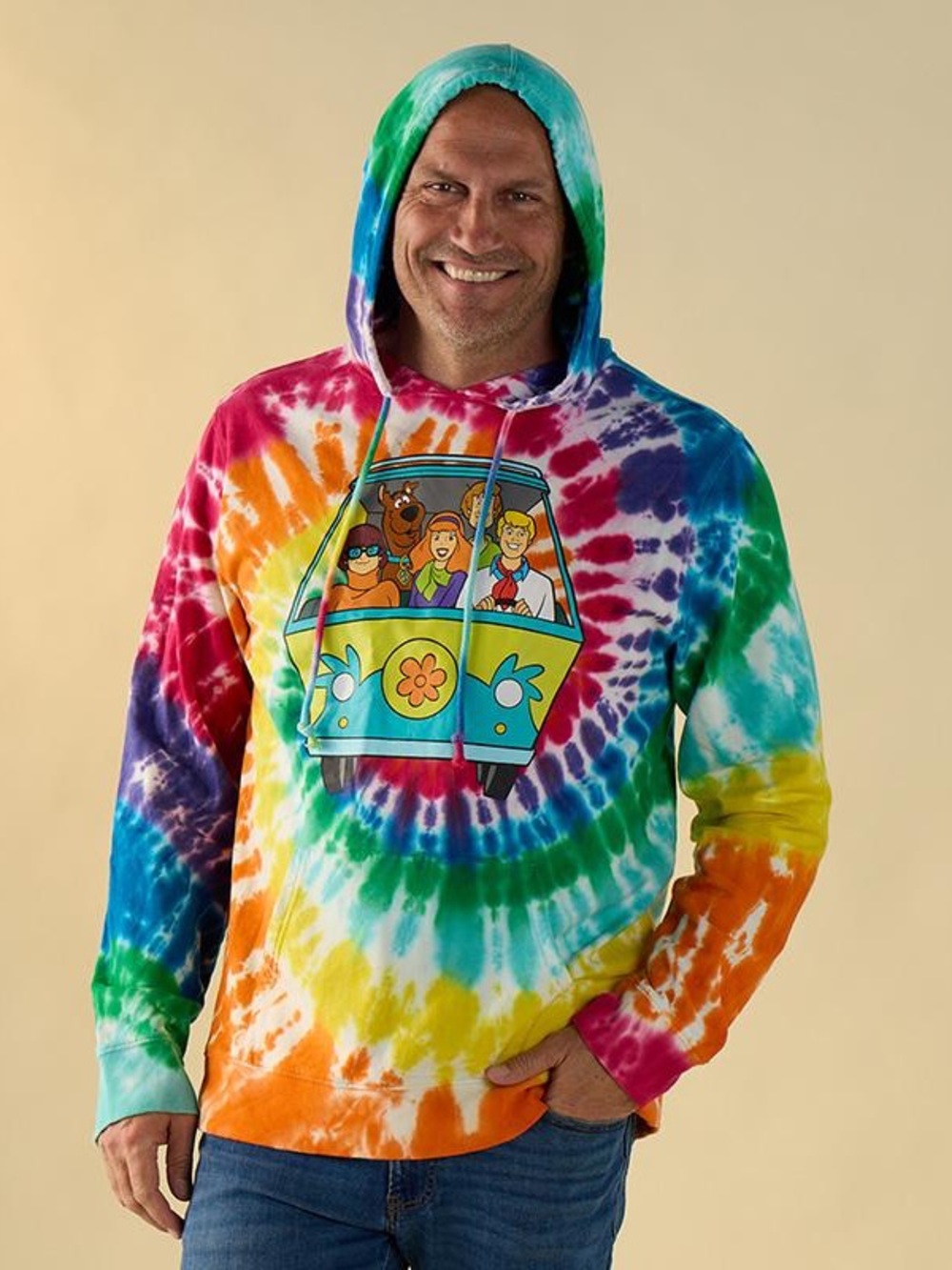Scooby Doo Tye Dye mystery machine hoodie sz L